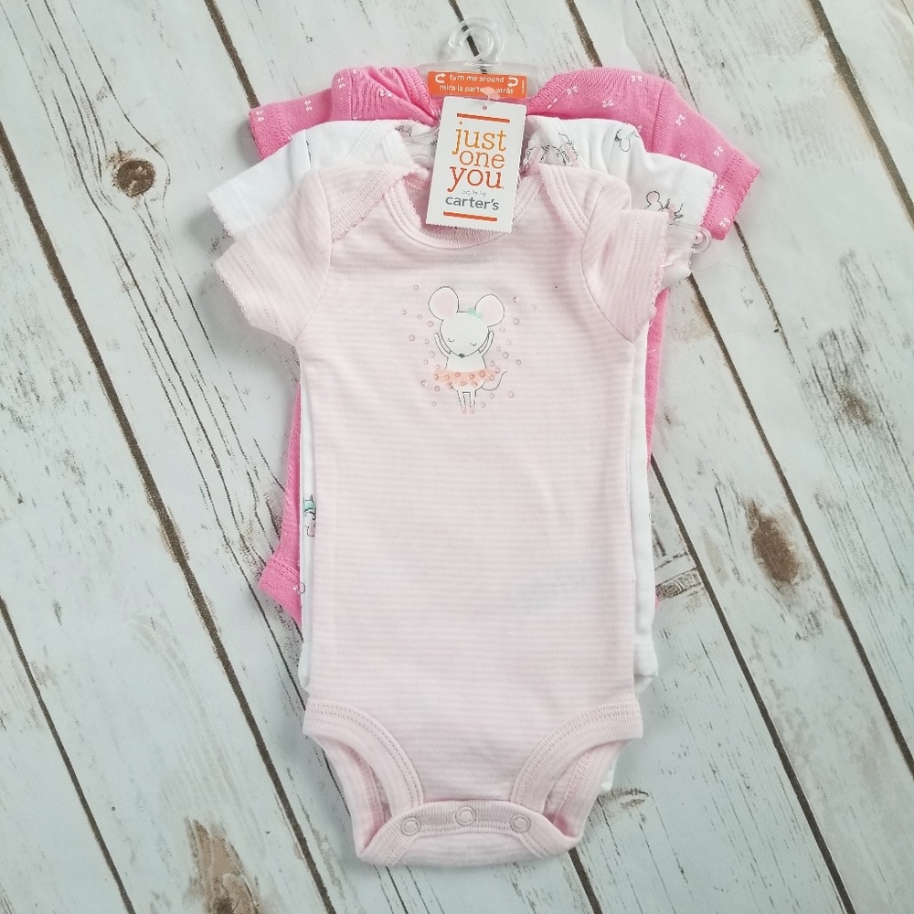 NWT 3 Pack Pink Carter's Bodysuits | NB Newborn